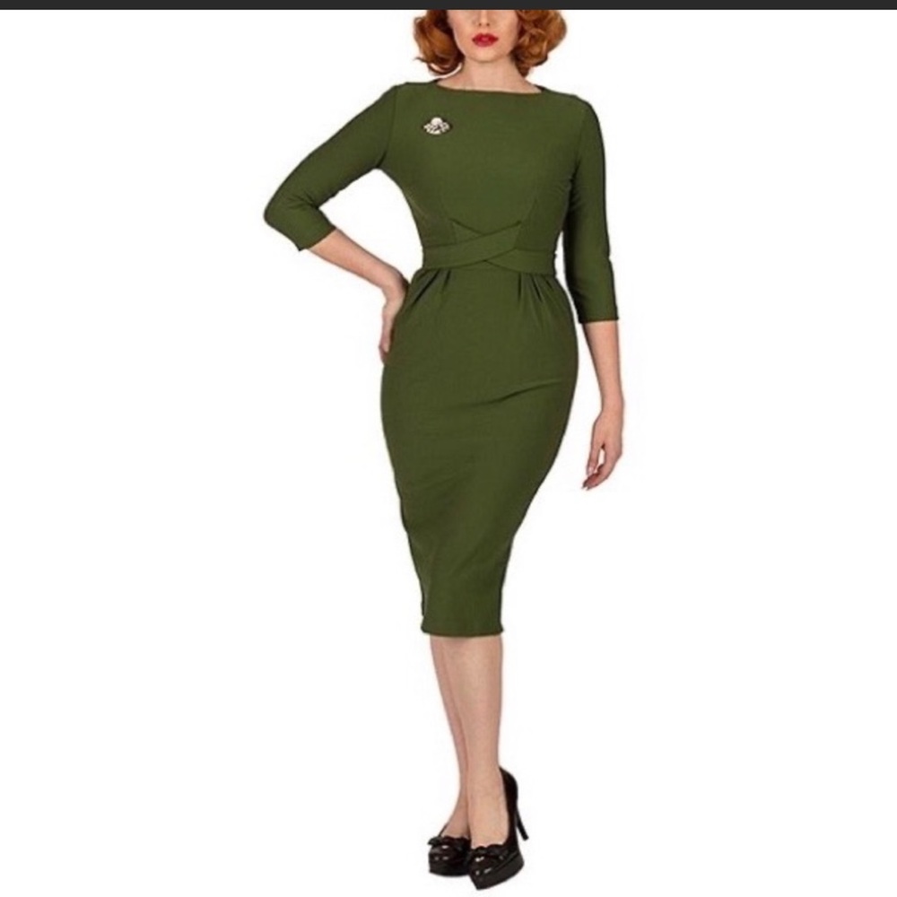 Tatyana green Vickie 3/4 sleeve dress